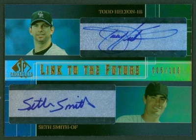 2004 SP Prospects TODD HELTON SETH SMITH RC Link to the Future Dual Auto #/100 - Image 1 of 2