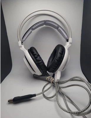 Sades SA-905 Surround Sound Gaming Headset Headband USB w/Mic For PC White - Image 1 of 4