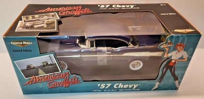 Vintage 2001 American Muscle 1:18 American Graffiti Blue 57 Chevy Belair - Image 1 of 4