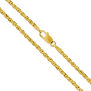 Sterling Silver 22k Gold Plated Diamond-Cut Rope Chain 2mm New Necklace 925 18" - Picture 1 of 4