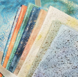 8 cuartos de grasa azul verde dorado beige tela coral FQ playa 100 % algodón brillante - Imagen 1 de 22