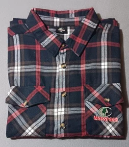 Mossy Oak Black & Red Plaid Button-Up Mens Sz. 2XL Flannel Shirt Long Sleeve  - Picture 1 of 19