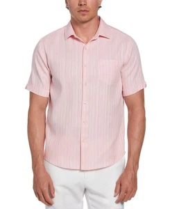 Cubavera Mens Regular fit Short Sleeve Button-Up Shirt XL Pink Linen - Picture 1 of 1
