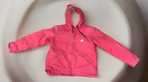 Carhartt Jacket Womens 8/10 M WJ141 Detroit Sherpa Lined Hooded Pink Zip Up Y2K - Picture 1 of 14