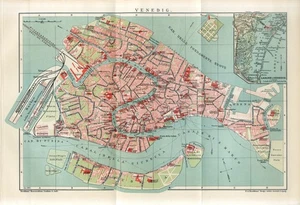 1905 ITALY VENICE VENEZIA CITY PLAN VENETIAN LAGOON Antique FOLIO Map dated - Picture 1 of 1