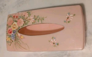 Rosa Vintage Mitchell Sally Gould Taschentuchbox handbemalt Blumen Bits O Glamour - Bild 1 von 8