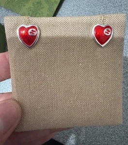 Gucci Red Heart Earrings 925 Sterling Silver, Brand New - Picture 1 of 12
