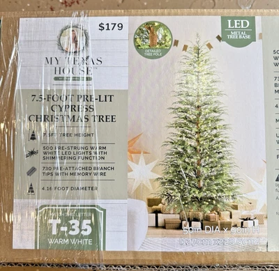 My Texas House 2024 7.5ft Cypress Pre-Lit Christmas Tree GUC in BOX T-35 Twinkle - Image 1 of 4