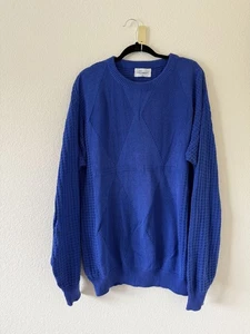 Christian Dior Blue Men's Vintage 90s Multi Color Crewneck Sweater Size XL - Picture 1 of 5