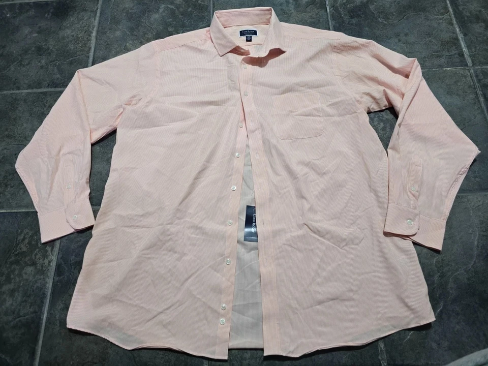 Camisa de vestir Club Room para hombre ajuste regular viajero naranja 17,5 36 37 manga larga Foto 1 de 4