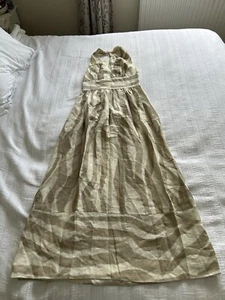 Banana Republic Ivory Grey Beige 100% Linen Sleeveless Halterneck Maxi Dress 6 - Picture 1 of 13