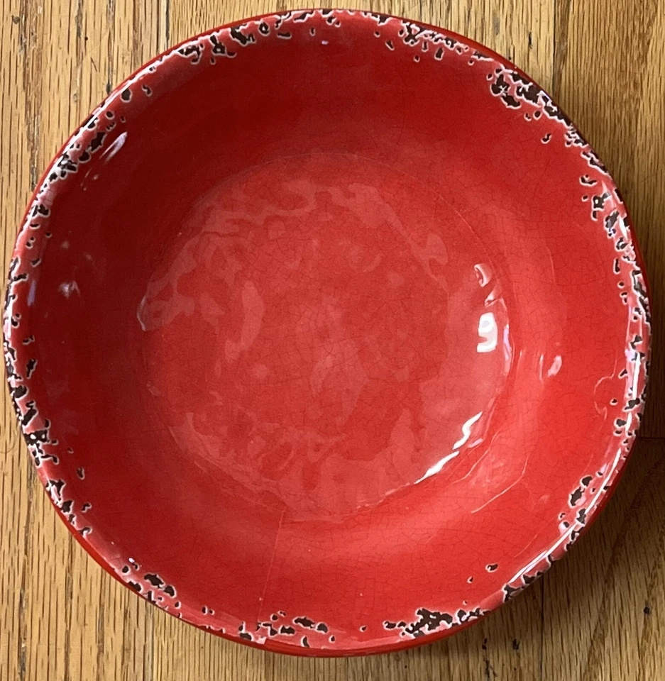 Il Mulino Red Crackle Rústico MELAMINA Conjunto de 4 Tigelas de Cereais - Imagem 1 de 1