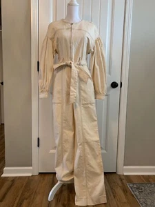 New ULLA JOHNSON Akiba Tie-fastening Jumpsuit Blanc Sz 8 - Picture 1 of 12
