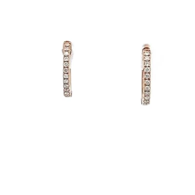 Natural Diamond .07tcw petite Huggie Hoop Design 14k Rose gold earrings NEW - Image 1 of 4