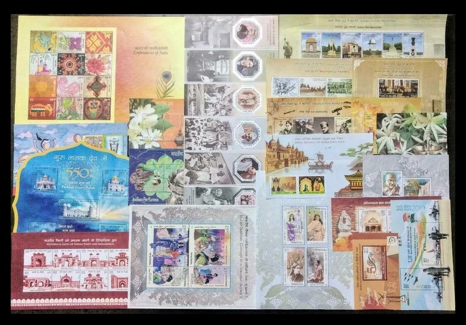 INDIA 2019 COMPLETE YEAR PACK OF MINIATURE SHEETS. 20 DIFFERENT.MNH - Image 1 of 1
