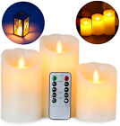LED Kerzen,Batteriekerzen-3er,Elfenbein-Wachskerze mit Fernbedienung Flammenlose