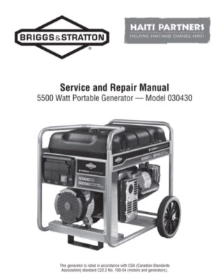 Briggs & Stratton 5500W Portable Generator 030430 SERVICE REPAIR & PARTS MANUAL - Image 1 of 4