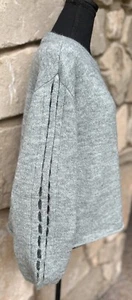 World Market Sweater One Size Green Cut Out Sleeves Cropped Wool Blend S/M/L/XL - Picture 1 of 9