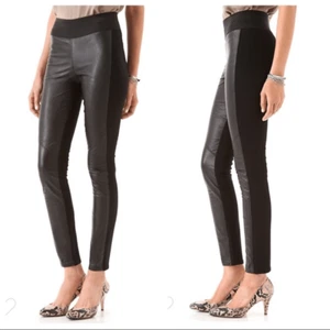 PAIGE Women’s Sz Medium Black Paloma Leather Legging Pants Stretch Pull On NEW - Picture 1 of 16