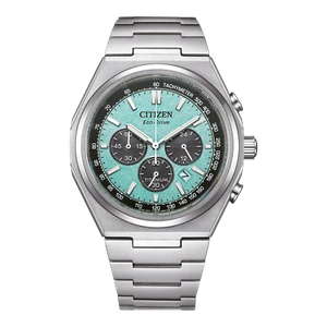 Citizen CA4610-85M Eco-Drive Super Titanium Chronograph Sapphire Light Green - Picture 1 of 4