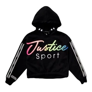 Justice Girls Black Hoodie Sweatshirt Pullover Gel Glitter Logo Size S (7/8) - Picture 1 of 13