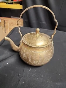 RARE ANTIQUE 1800’S CHINESE GOLD DRAGON BRASS TEAPOT MISSING YIXING INNER LINER - Picture 1 of 5