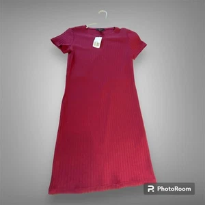 NWT Forever 21 Women’s L Large Burgundy Ribbed Short Dress Cut Out Back - Picture 1 of 7