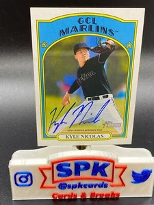 Topps Heritage Minor League 2021 Kyle Nicolas Real One automático GCL MARLINS - Imagen 1 de 1