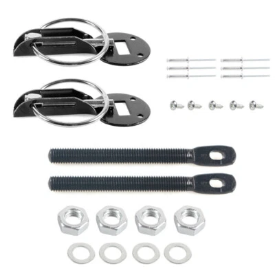 Car Bonnet Pin Locking Kit For Race Track Car Hood Latch Catch Universal Black - Image 1 of 4