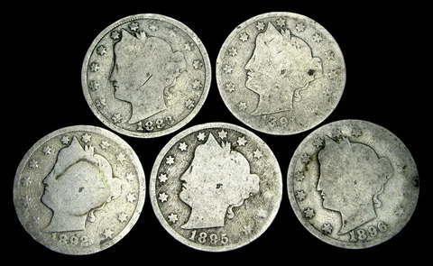1883+1891+1892+1895+1896 Liberty V Nickels Lot ---- Nice Coin Lot ---- #OH519 Cover