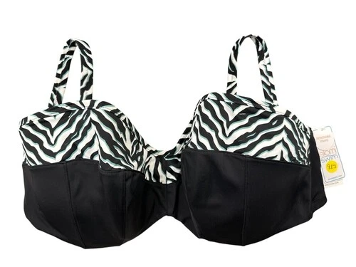 Elomi BLACK Zulu Rhythm Underwire Bandeau Bikini Swim Top, US 40G, UK 40F - Image 1 of 1