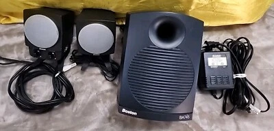 Boston Acoustics BA745 Computer PC  Speakers & Subwoofer & OEM AC Power Black - Image 1 of 4