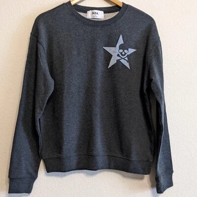 SOULCYCLE GRAY CREW NECK SWEATSHIRT, STAR-SKULL, SIZE SMALL EUC - Image 1 of 4
