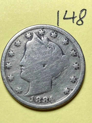 1884 LIBERTY "V" NICKEL,  semi-key date, #148 Cover