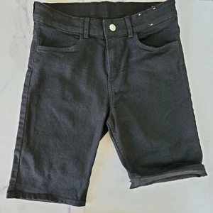 H&M Size 12-13 Big Kid Boys Youth Shorts Slim Jet Black cuff city street wear LA - Picture 1 of 4