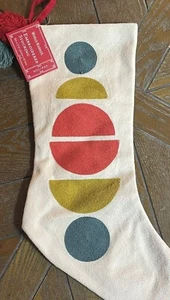 World Market Christmas Stocking Geo MCM Style Embroidered New Retro Holiday NEW - Picture 1 of 4