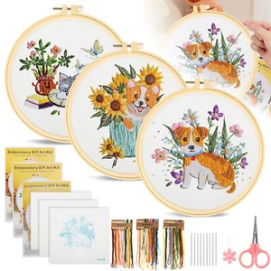 3 Embroidery Starter Set for Beginners Cross Stitch Stamped DIY Decor Craft Tool - Picture 1 of 7