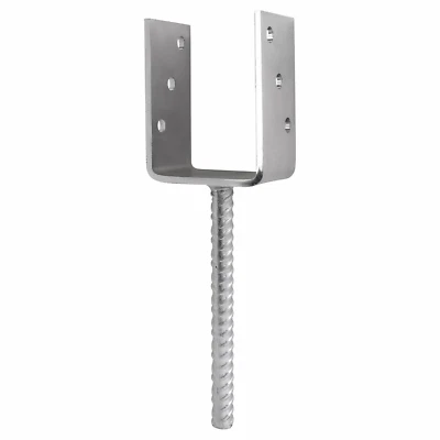U Shape Post Support Base Bracket Heavy Duty Galvanised Concrete-In Fence & Deck - Image 1 of 4