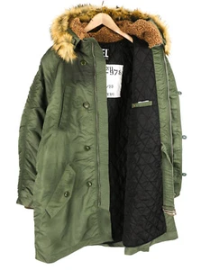 Diesel W-Claud Men's Jacket L Plus Size Removable Parka Faux Fur Green - Picture 1 of 21