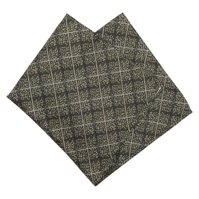 Mens Silk Handkerchief Green Pocket Square Grid Check Designer Fashion Hanky 13" - Image 1 of 4