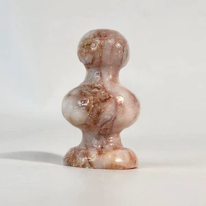 Vintage handgeschnitzt Rose Rosa Mexikanischer Marmor Onyx Stein Bauer Schachfigur Rund - Bild 1 von 8