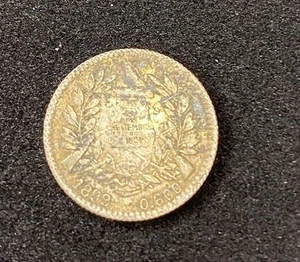 1899 Guatemala 1/2 Real 0.6000 Silver ASW 0.0299 Oz Free Shipping - Picture 1 of 2