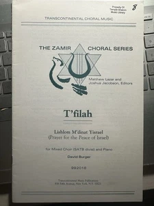 1990 Mint Jewish 6x9 Choral Sheet Music T’filah (Prayer For the Peace Of Israel) - Bild 1 von 3