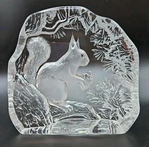 Crystal Kosta Boda Mats Jonasson signed Squirrel Glass Sculpture Paperweight - Picture 1 of 3