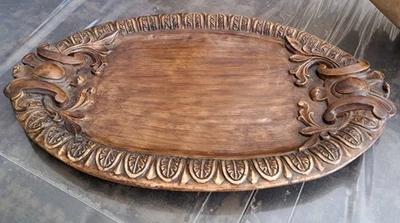 FAUX Wood BROWN Large OVAL serving TRAY Southern Living at Home Brimfield 21"x13 - Image 1 of 4