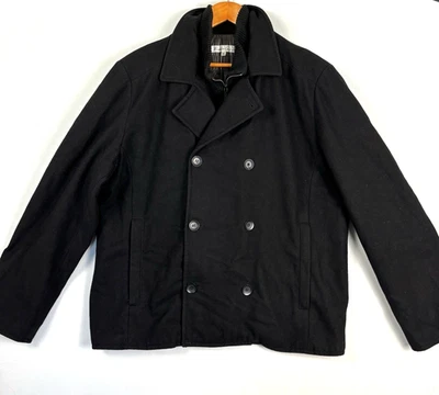 Kenneth Cole Wool Peacoat Mens XL Full Zip Sweater Quilted Lining Black Warm - Image 1 of 4