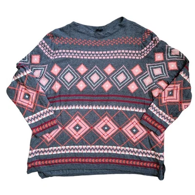 Suéter Talbots Mujer Lana de Cordero Geométrico Gris Otoño Plus Mujer 3X Foto 1 de 4