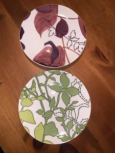 Set of 2 POTTERY BARN GRAPHIC HARVEST 8 3/8" SALAD PLATES - Picture 1 of 4
