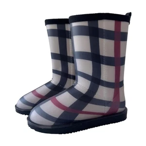 A2Z Mädchen Damen karierte warme Stiefel PVC passend zu Mama & Tochter Regenstiefel - Bild 1 von 7