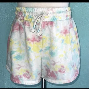 Cat & Jack Rainbow Tie Dye Shorts Bottoms Big Kid Girls Sz 10-12 70s Style 🌈 - Picture 1 of 3